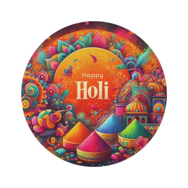 Happy Holi Round Rug