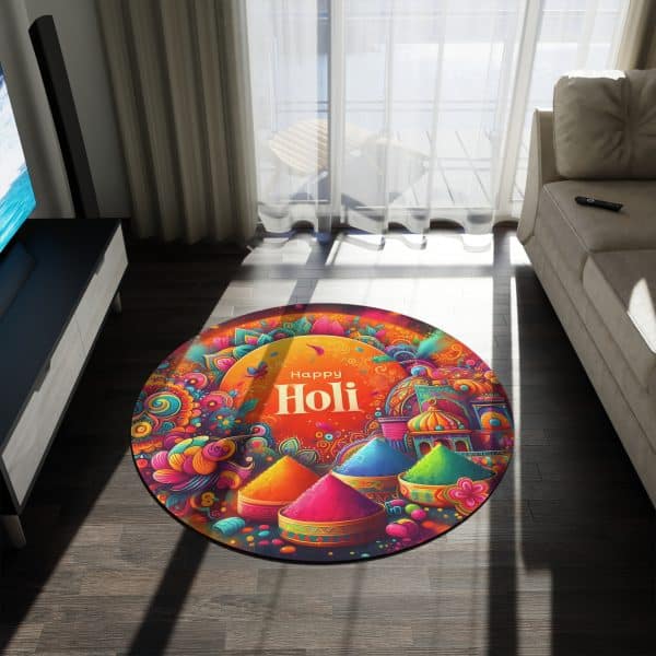 Happy Holi Round Rug - Image 3